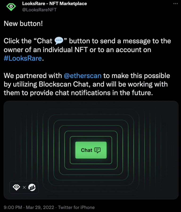 LooksRare采用Etherscan即时通讯平台Blockscan Chat插图1