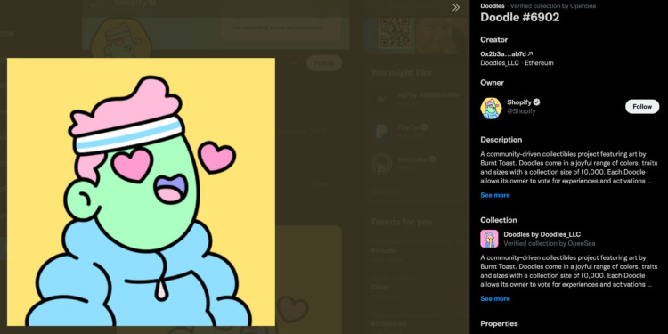 电商巨头Shopify更换推特头像为蓝筹NFT Doodles插图