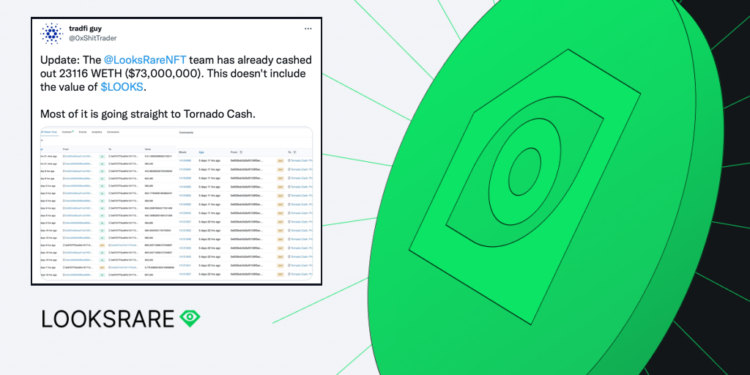 LooksRare回应套现7千万WETH质 ：团队付出大量时间和成本插图
