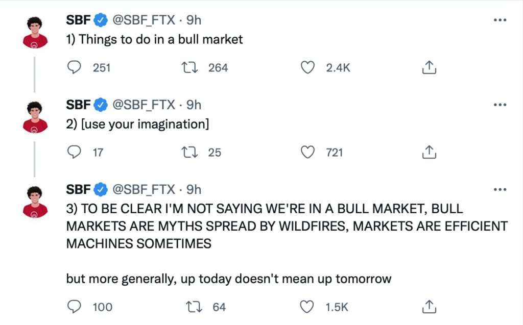 SBF发推：牛市需要发挥你的想像力！但澄清非指目前是牛市插图2