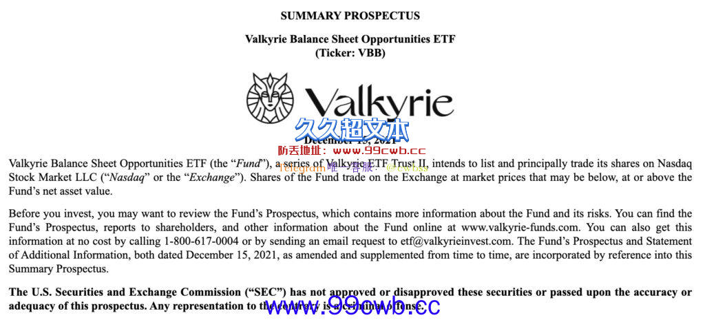 Valkyrie拟推新ETF VBB！追踪特斯拉l等持有比特币的上市企业插图1