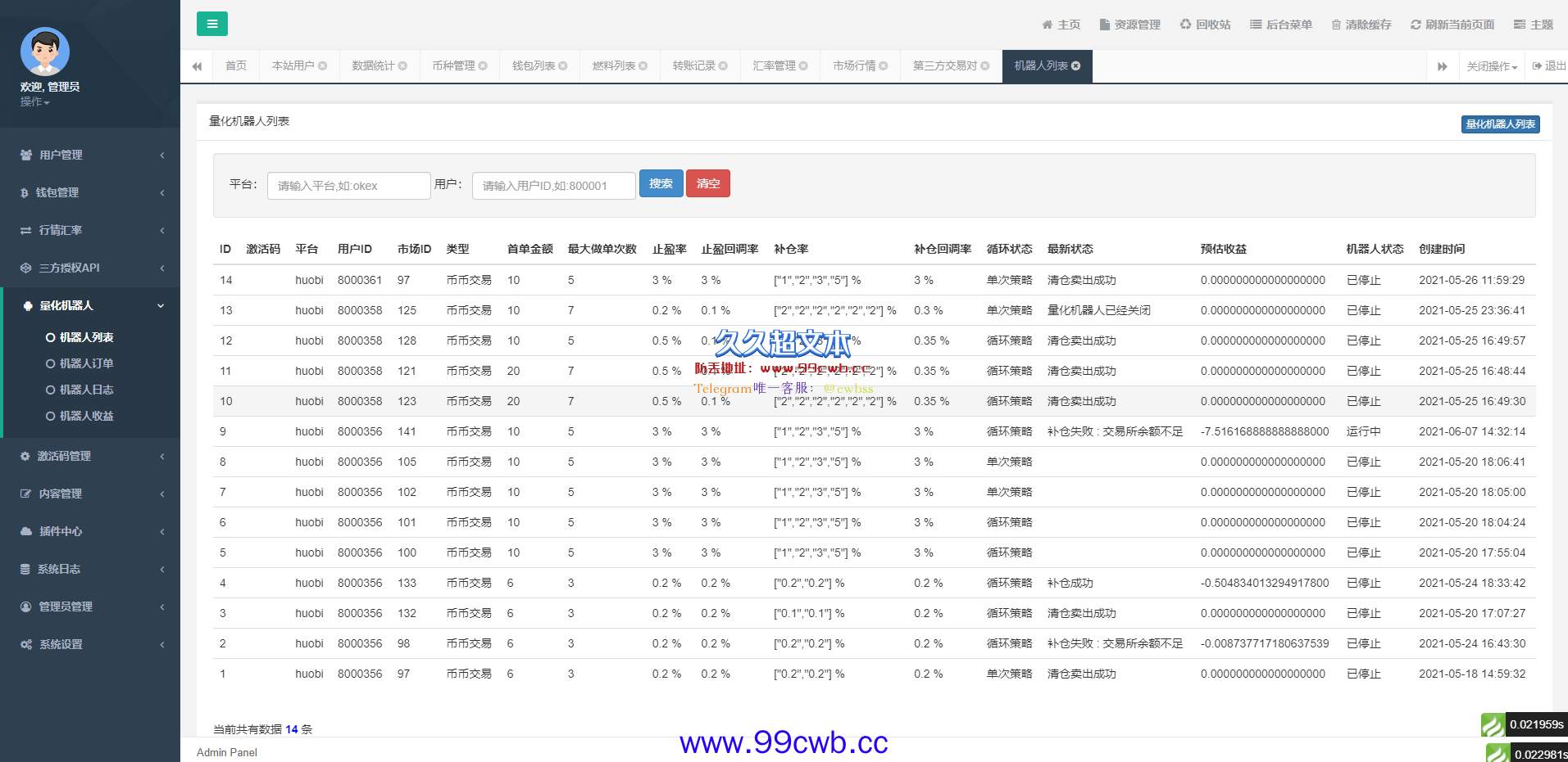 【免费资源】多语言版/量化智能机器人/炒币机器人源码/支持多币/混合自动补仓（开源）插图26