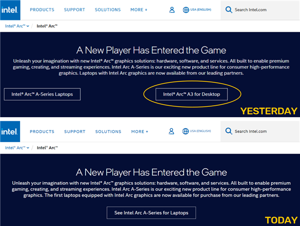 中国专供的Intel Arc桌面显卡出现了！又消失了……