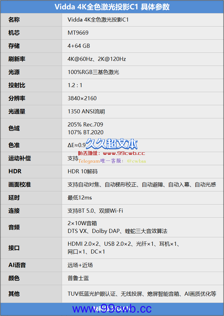 全球首发4K全色激光！Vidda 投影仪C1评测：比顶级OLED色彩还要好