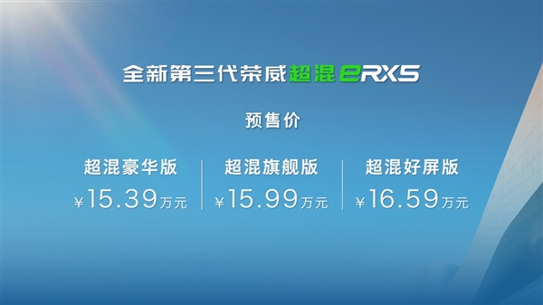 一箱油近1500公里！全新第三代荣威RX5/超混eRX5开启预售