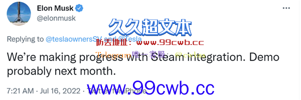 开车还能玩游戏？马斯克称特斯拉将内置Steam平台