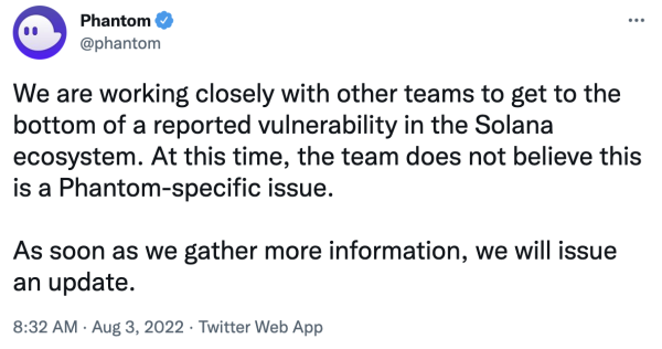 Solana钱包Phantom用户资产被黑！官方：不仅我们出现问题插图1