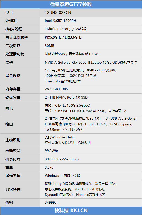 250W全能极限释放！微星泰坦GT77游戏本评测：感受下四内存四SSD的霸气