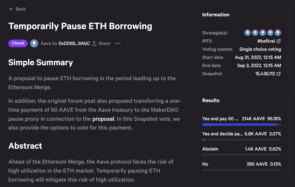 AAVE通过以太坊合并前暂停借贷提案 上线V3追溯资金提案插图