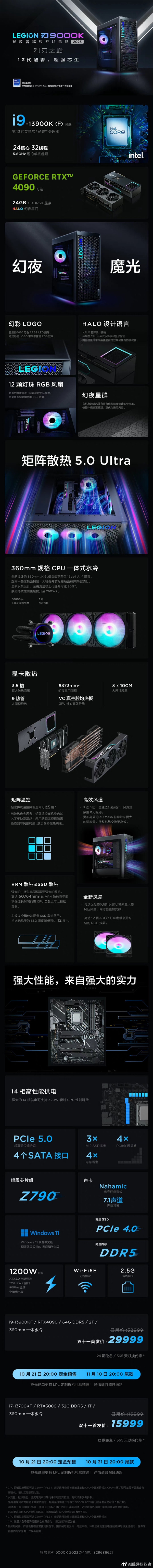 联想拯救者刃9000K 2023主机开卖：13代i9+RTX 4090仅售29999元