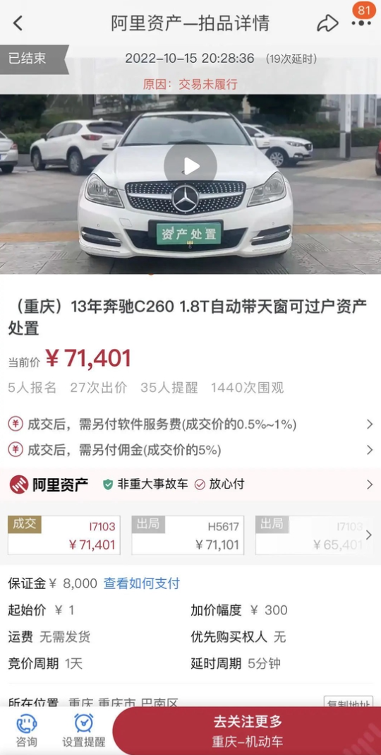 一元起拍 7万元“捡漏”拍下奔驰车！不料里程表被改