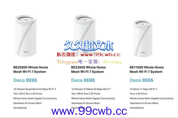 TP-Link全球首发多款Wi-Fi 7路由：四频33Gbps、双万兆口