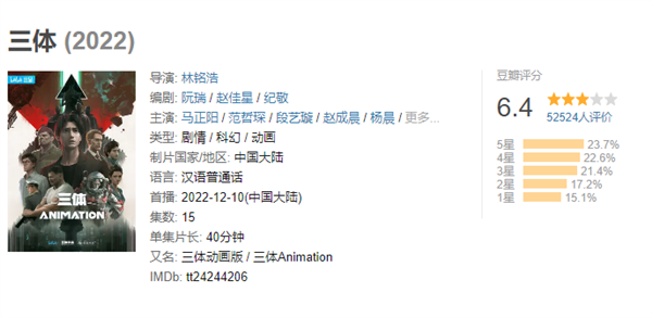 差评如潮！《三体》动画评分暴跌至6.4：网友忍无可忍