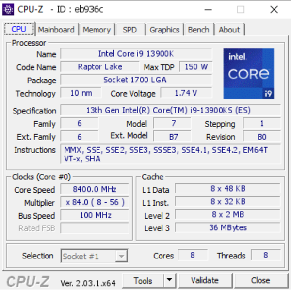 6GHz特挑体质？酷睿i9-13900KS超频已上8.4GHz：仅留8个核心