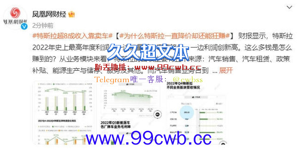 特斯拉超8成收入靠卖车 2022年获史上最高年度利润