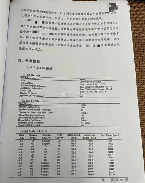 特斯拉潮州事故EDR数据司机没刹车引热议：曝光者让大家知道真相