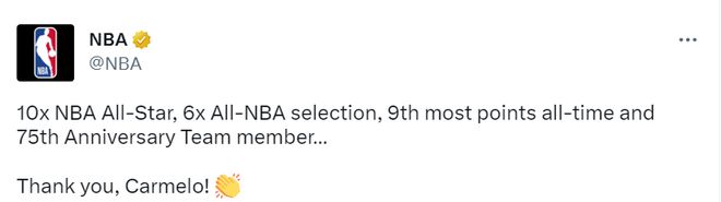 安东尼正式宣布退役：19年NBA生涯画上句号 遗憾未能夺取总冠军插图3